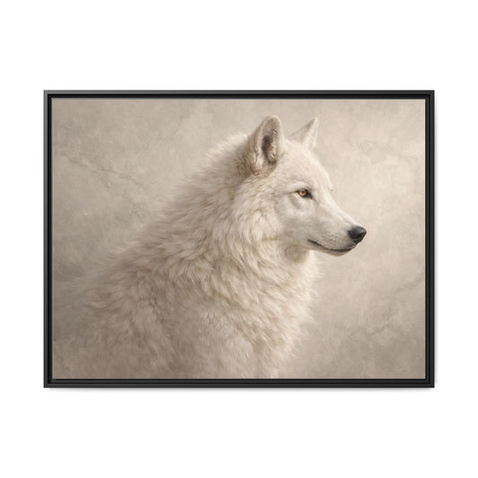 Arctic Wolf Wall Art – 40x30 Framed Matte Canvas Portrait