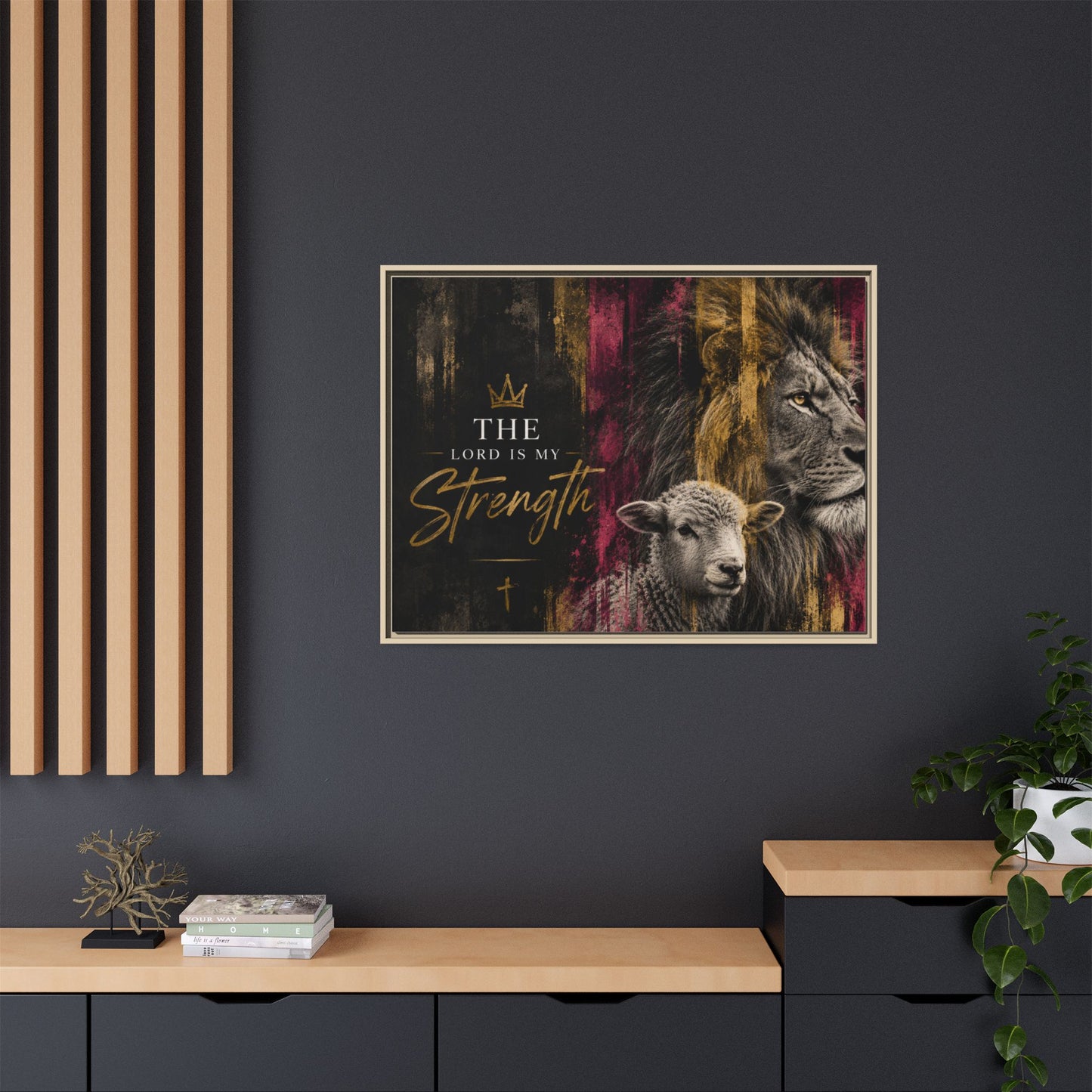 The Lord Is My Strength Wall Art – 40x30 Framed Matte Canvas Portrait