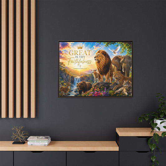 Great Is Thy Faithfulness Wall Art – 40x30 Framed Matte Canvas Portrait