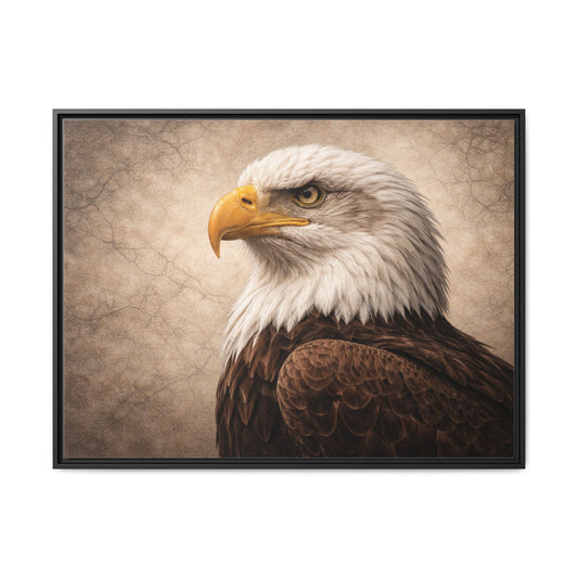 Bald Eagle Wall Art – 40x30 Framed Matte Canvas Portrait