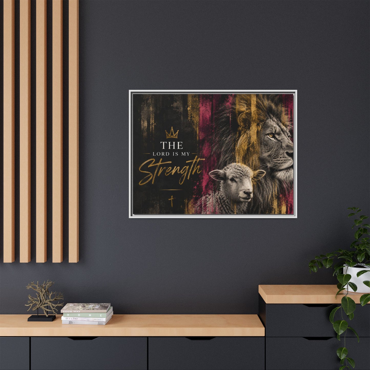 The Lord Is My Strength Wall Art – 40x30 Framed Matte Canvas Portrait