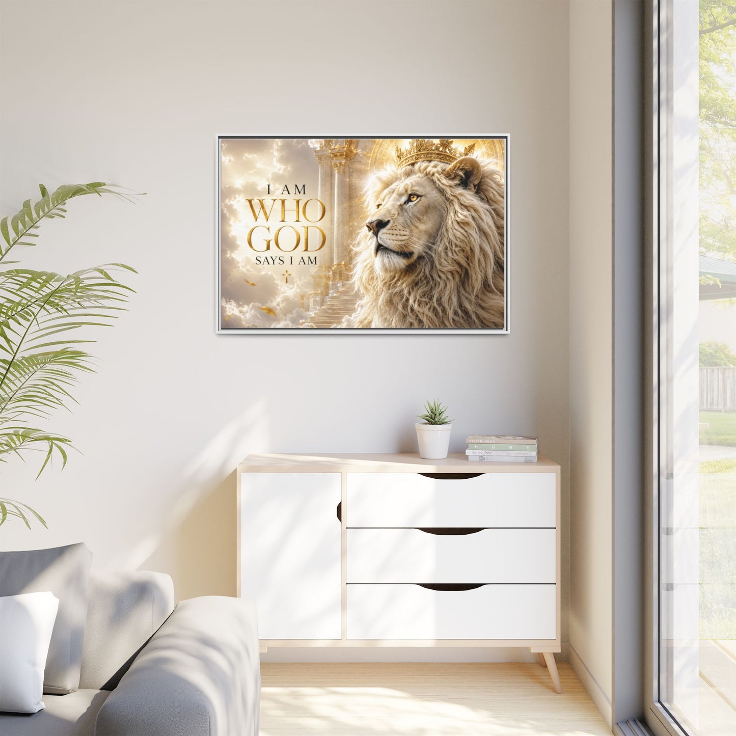 I Am Who God Says I Am Wall Art – 40x30 Framed Matte Canvas Portrait