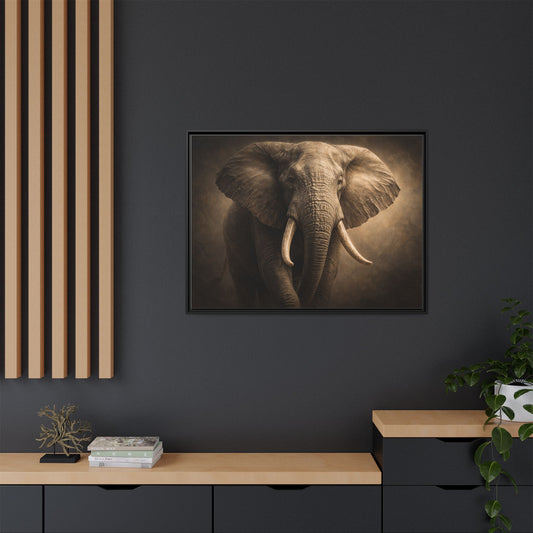 Elephant Wall Art – 40x30 Framed Matte Canvas Portrait