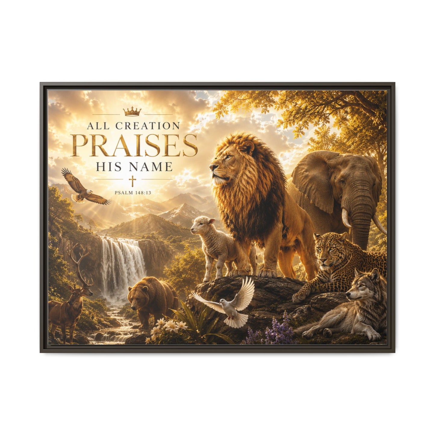 All Creation Praise His Name Wall Art – 40x30 Framed Matte Canvas Portrait