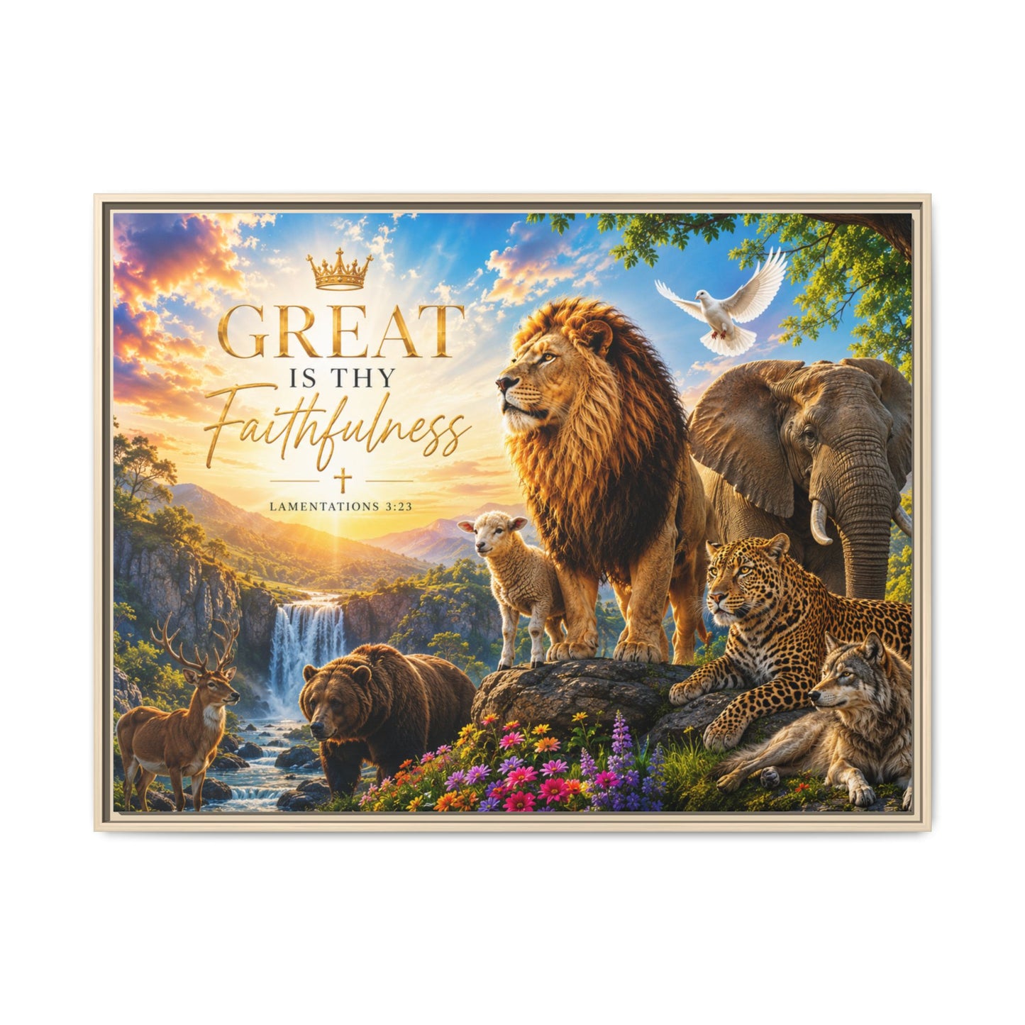 Great Is Thy Faithfulness Wall Art – 40x30 Framed Matte Canvas Portrait
