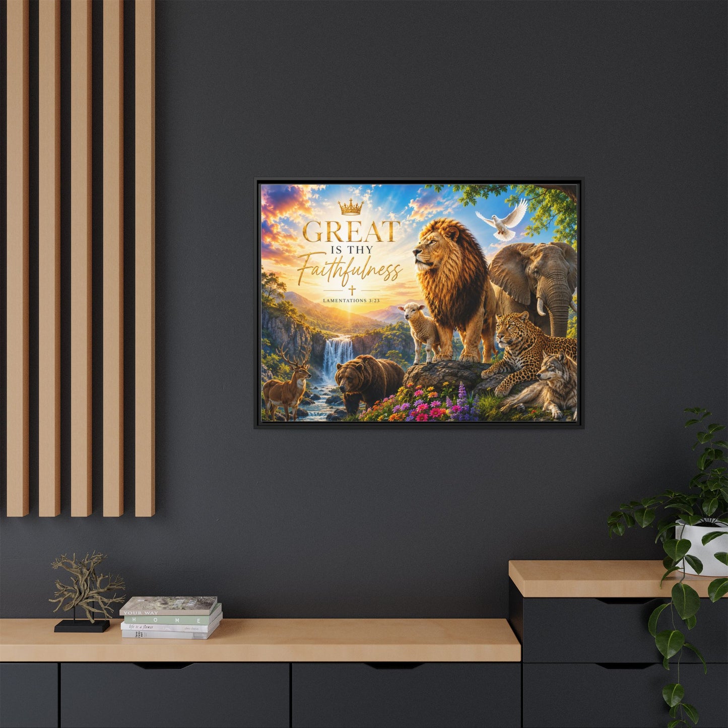 Great Is Thy Faithfulness Wall Art – 40x30 Framed Matte Canvas Portrait