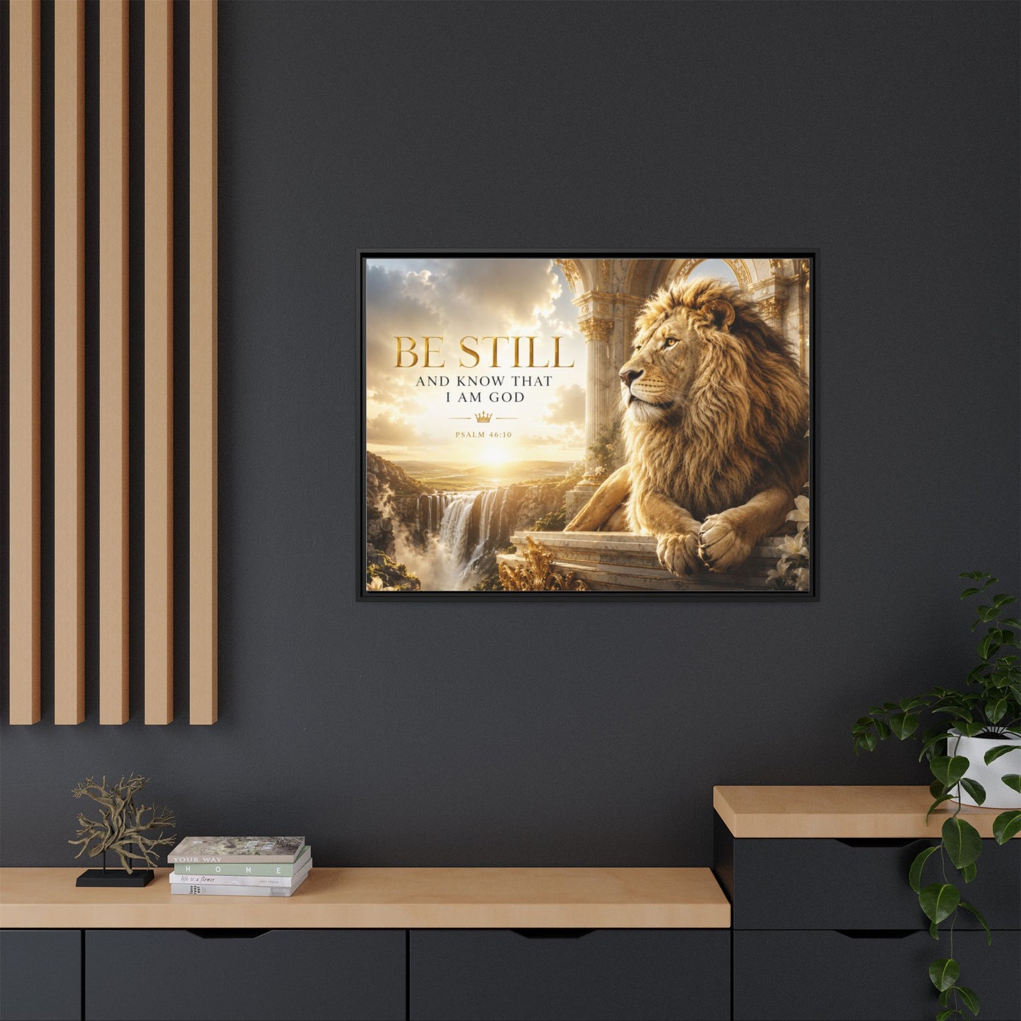 Be Still and Know Wall Art – 40x30 Framed Matte Canvas Portrait
