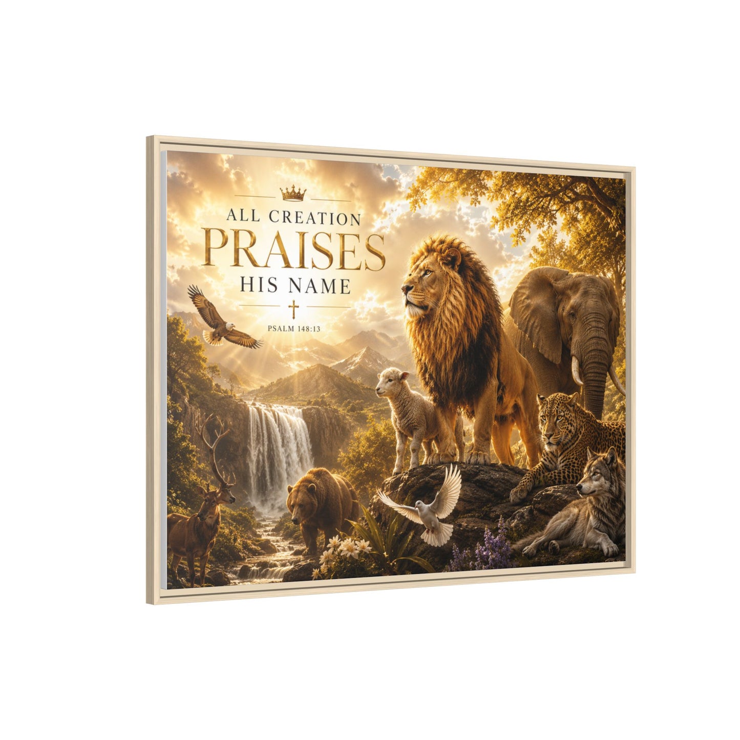 All Creation Praise His Name Wall Art – 40x30 Framed Matte Canvas Portrait