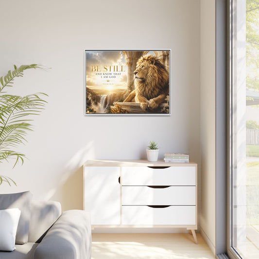 Be Still and Know Wall Art – 40x30 Framed Matte Canvas Portrait
