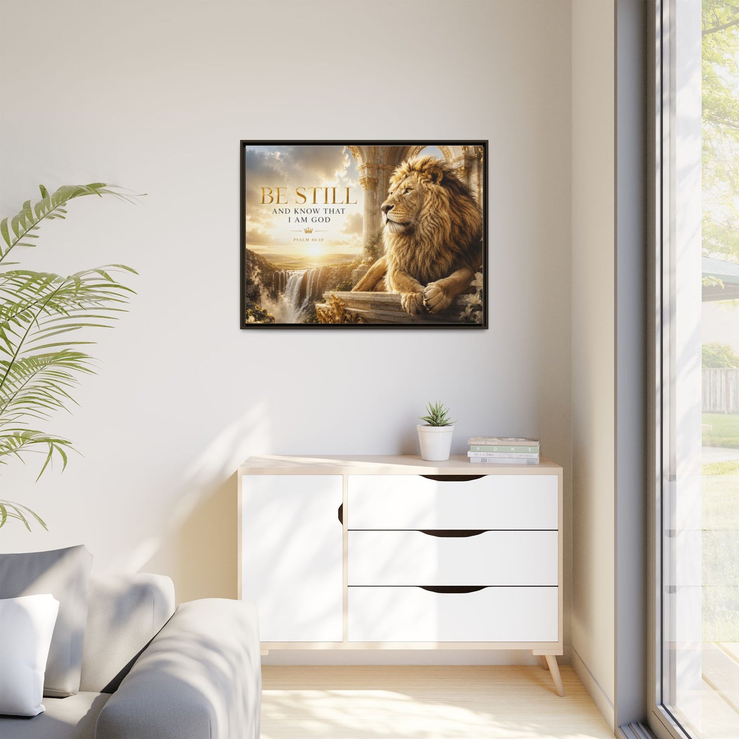 Be Still and Know Wall Art – 40x30 Framed Matte Canvas Portrait