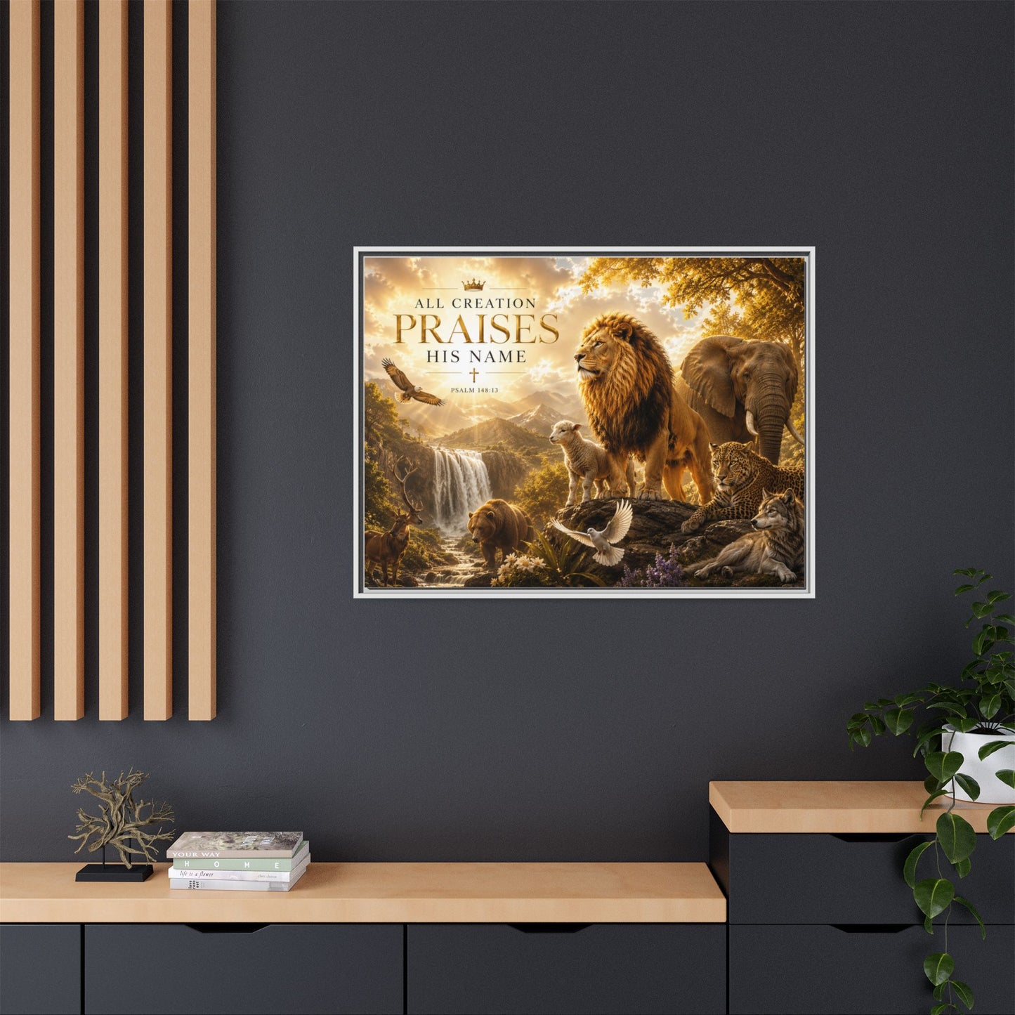 All Creation Praise His Name Wall Art – 40x30 Framed Matte Canvas Portrait