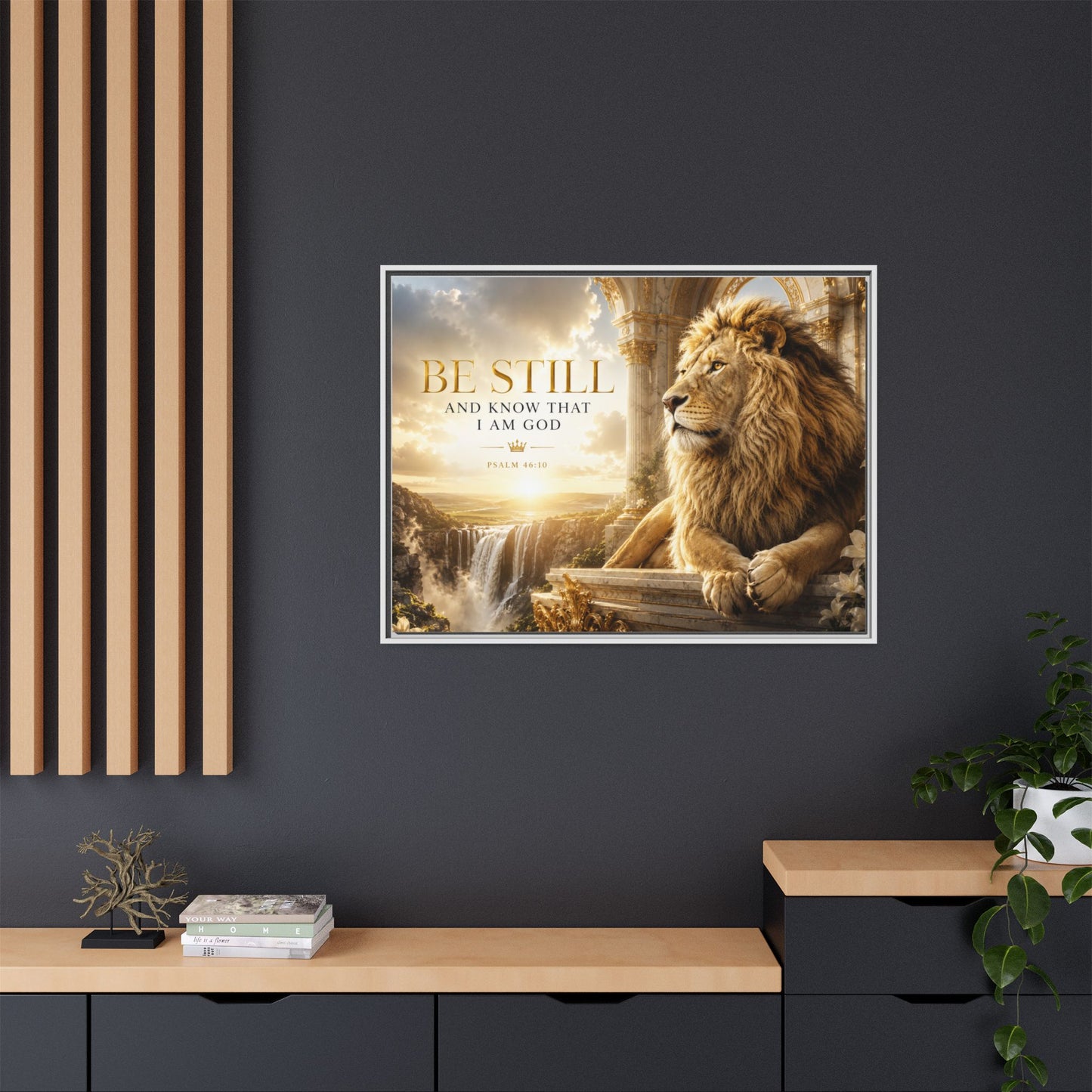 Be Still and Know Wall Art – 40x30 Framed Matte Canvas Portrait