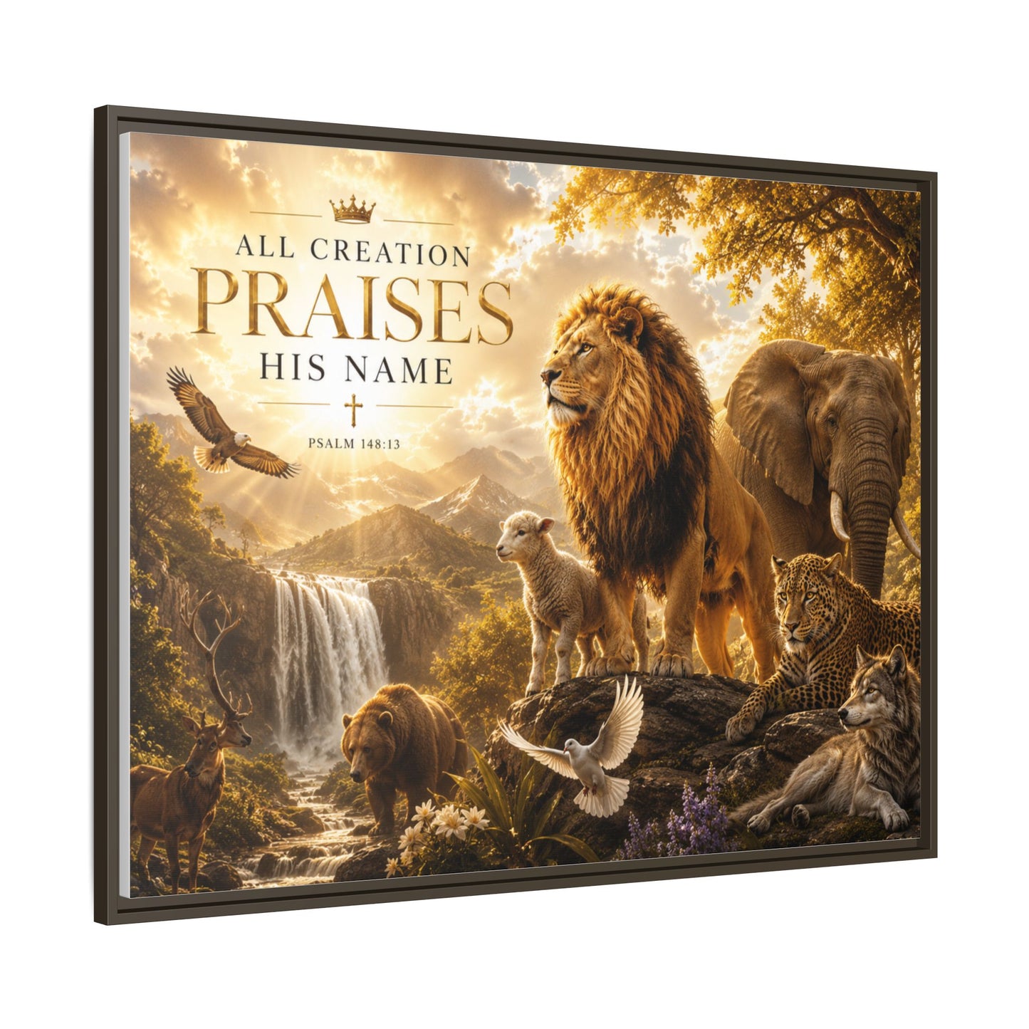 All Creation Praise His Name Wall Art – 40x30 Framed Matte Canvas Portrait