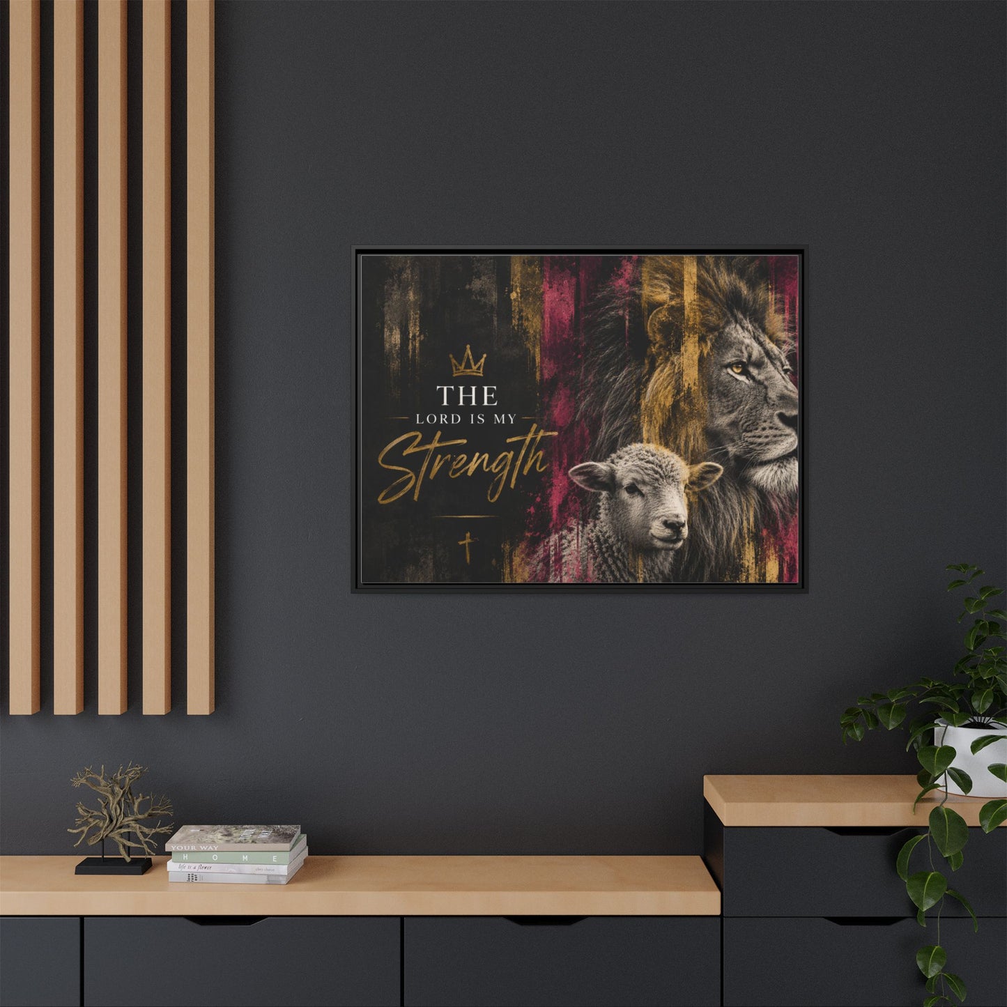 The Lord Is My Strength Wall Art – 40x30 Framed Matte Canvas Portrait