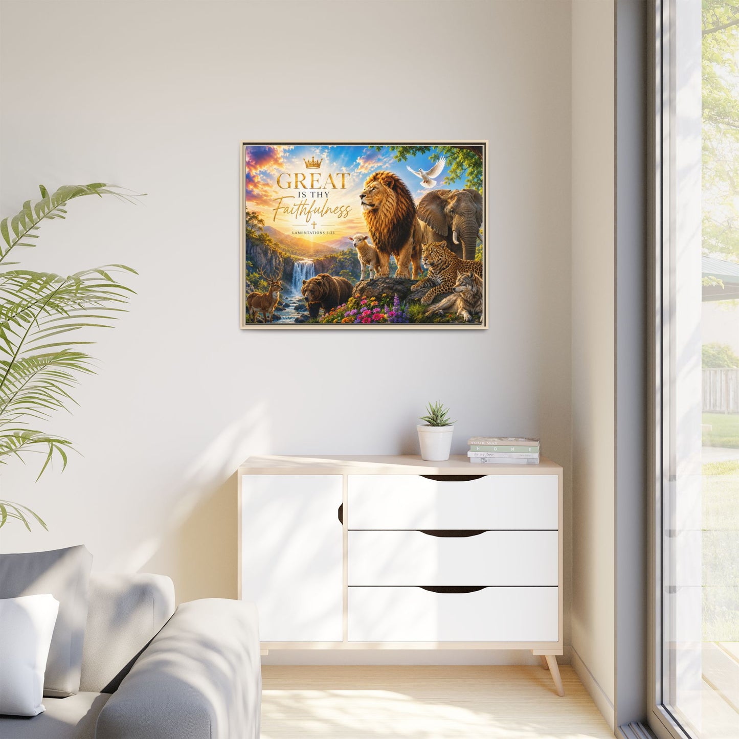 Great Is Thy Faithfulness Wall Art – 40x30 Framed Matte Canvas Portrait