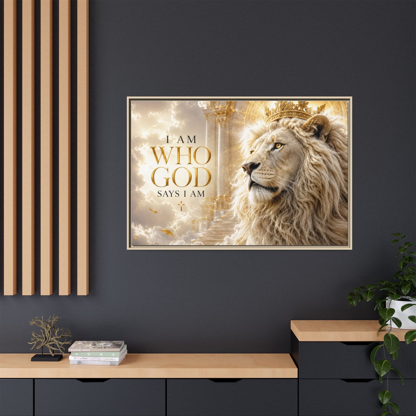 I Am Who God Says I Am Wall Art – 40x30 Framed Matte Canvas Portrait