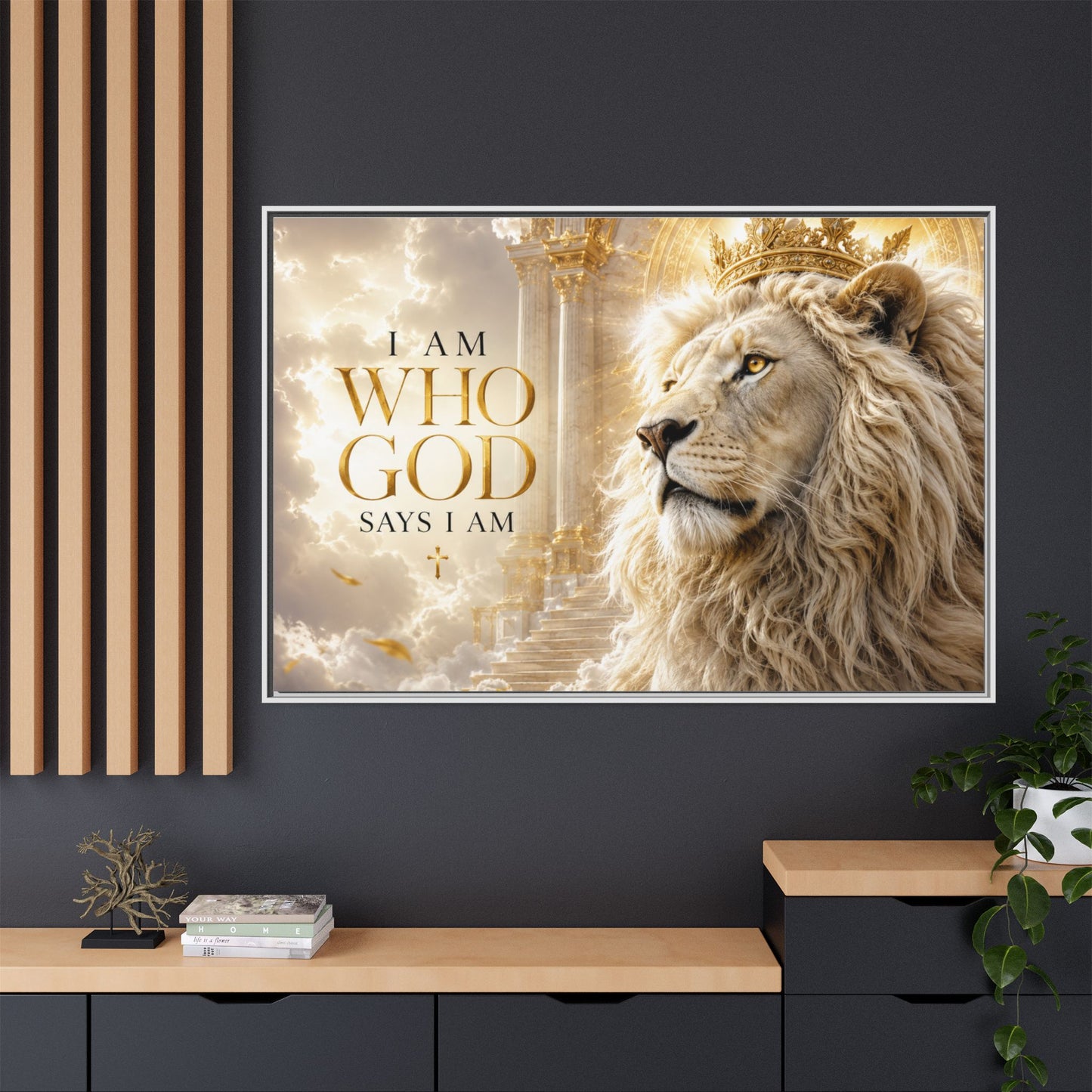 I Am Who God Says I Am Wall Art – 40x30 Framed Matte Canvas Portrait