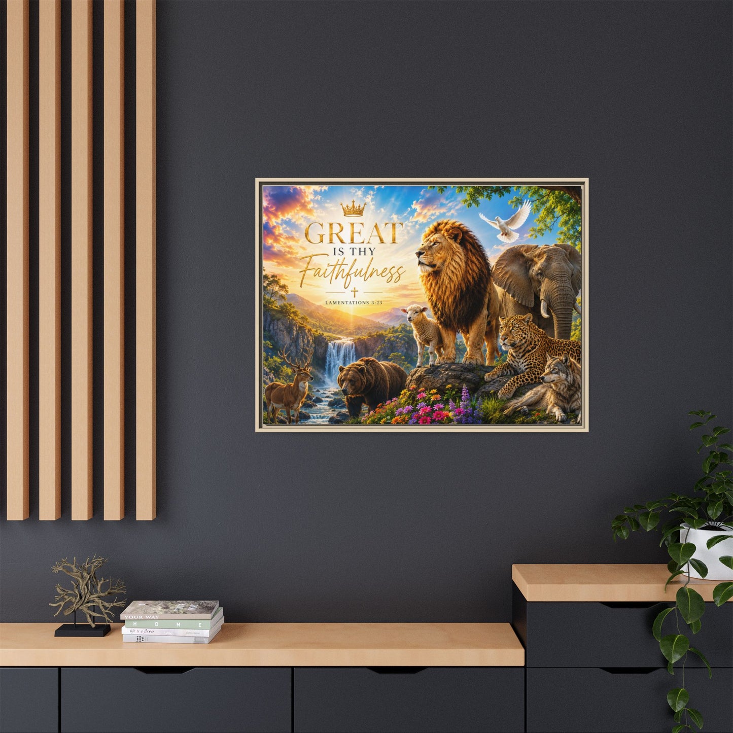 Great Is Thy Faithfulness Wall Art – 40x30 Framed Matte Canvas Portrait