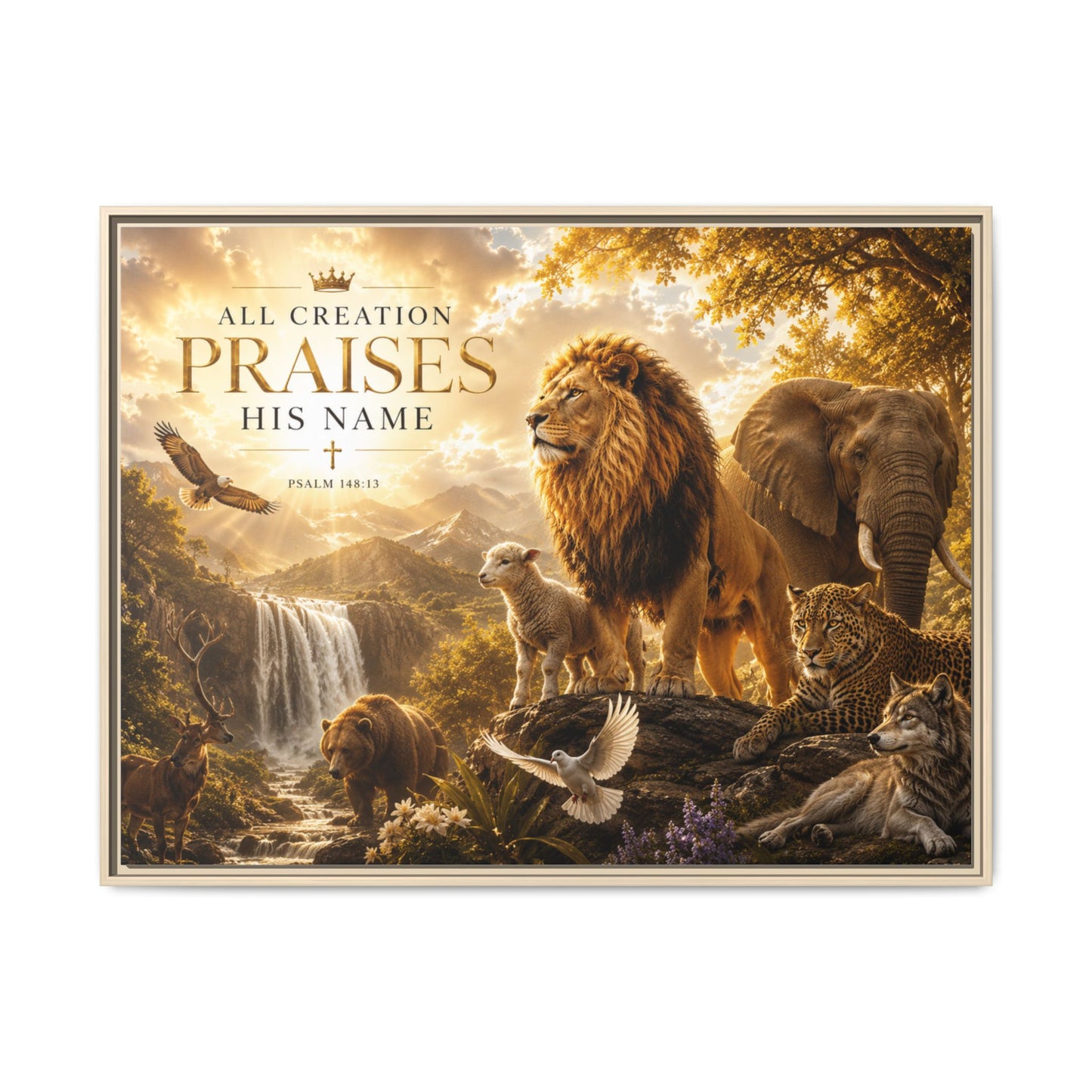 All Creation Praise His Name Wall Art – 40x30 Framed Matte Canvas Portrait