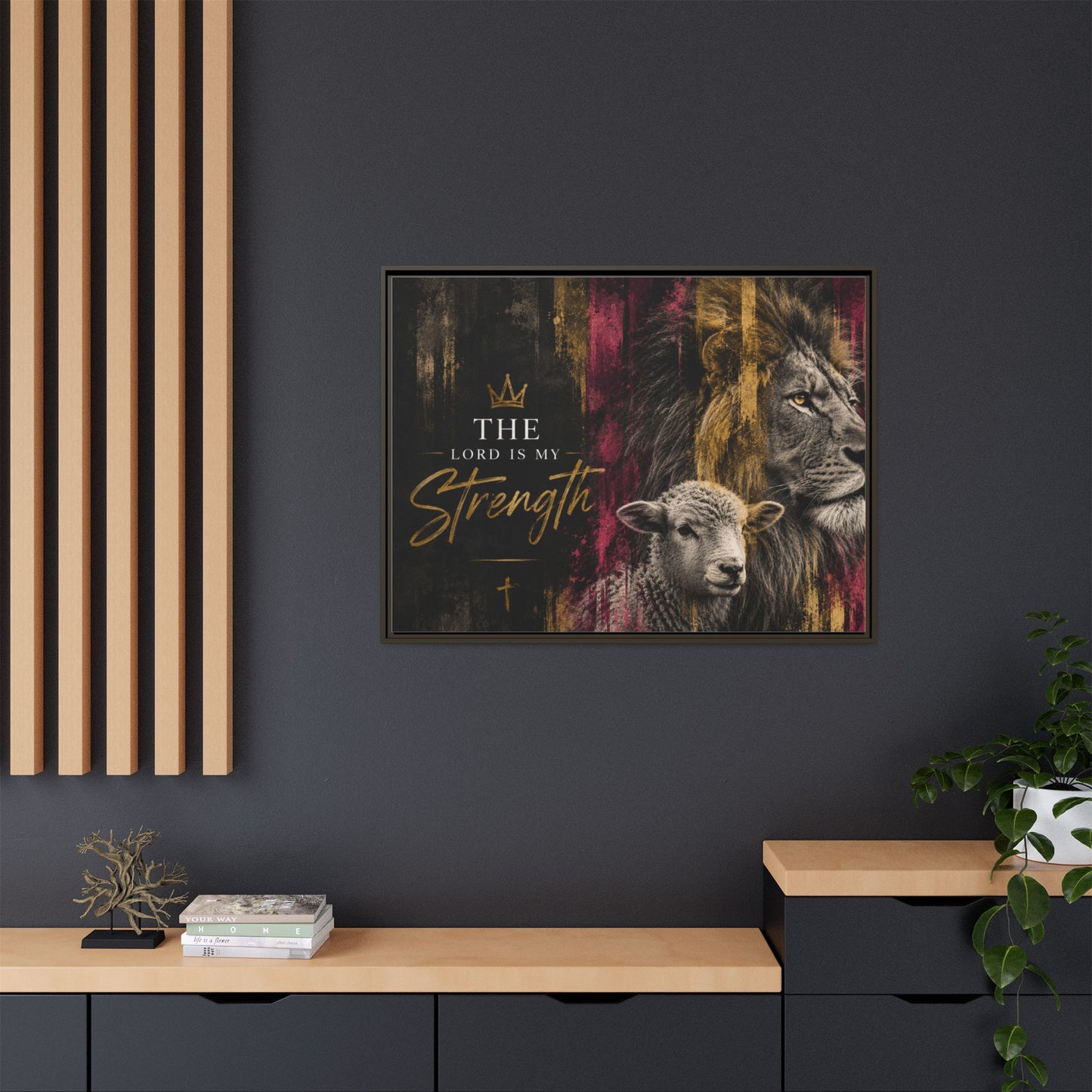 The Lord Is My Strength Wall Art – 40x30 Framed Matte Canvas Portrait