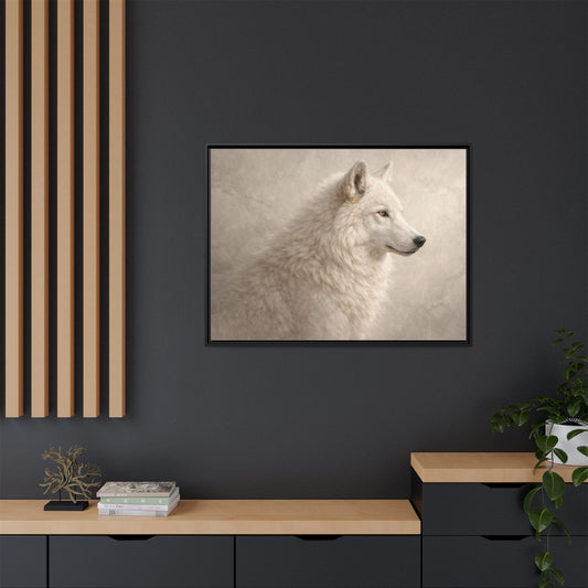 Arctic Wolf Wall Art – 40x30 Framed Matte Canvas Portrait