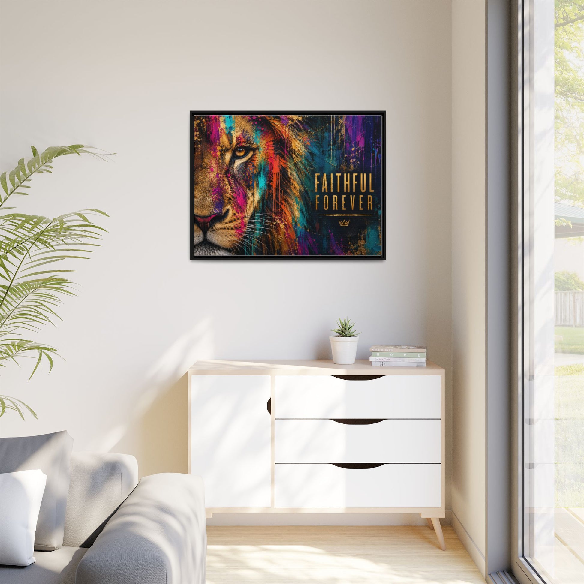 Faithful Forever Colorful Wall Art – Luxury Faith Decor – 40x30 Framed Canvas
