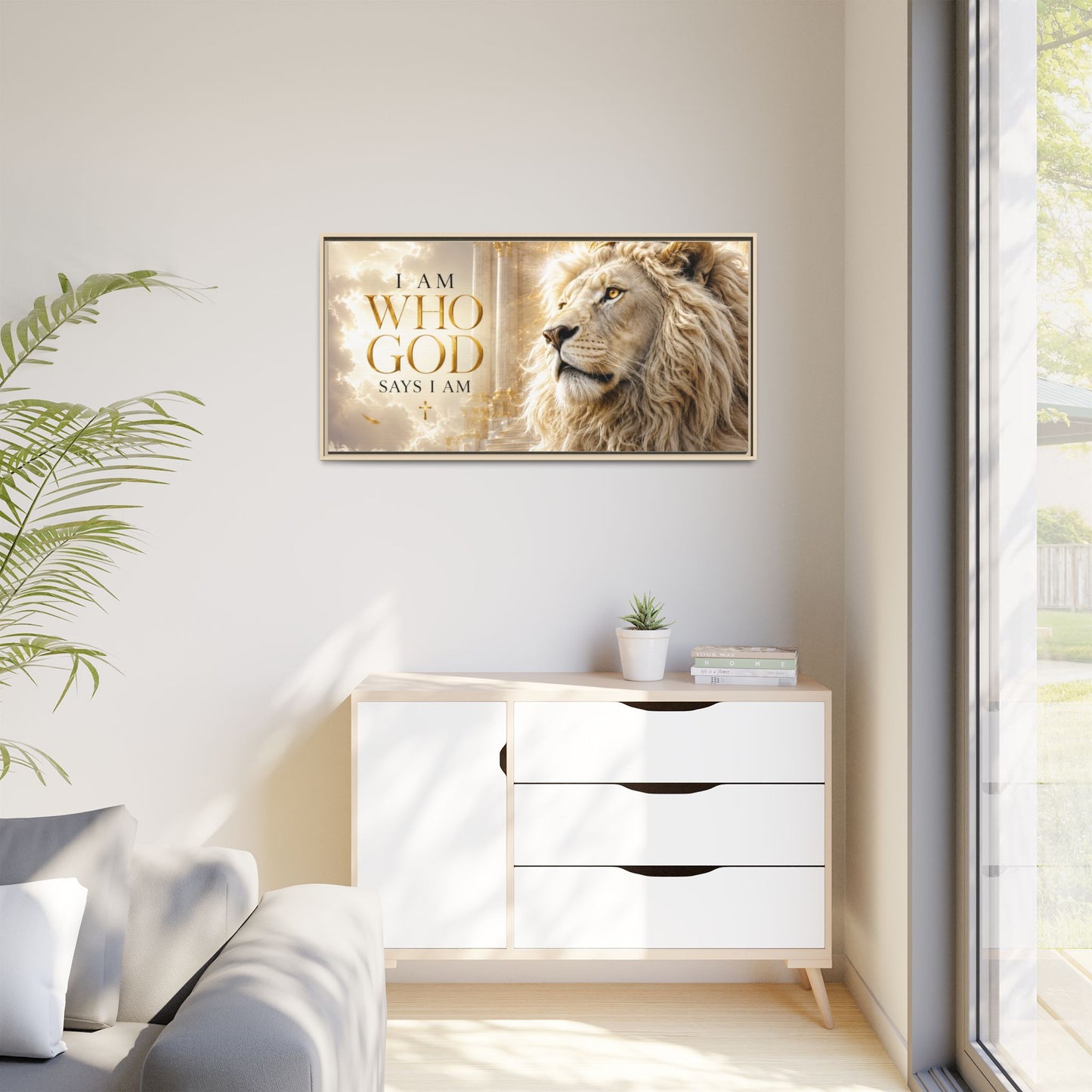 I Am Who God Says I Am Wall Art – 40x30 Framed Matte Canvas Portrait