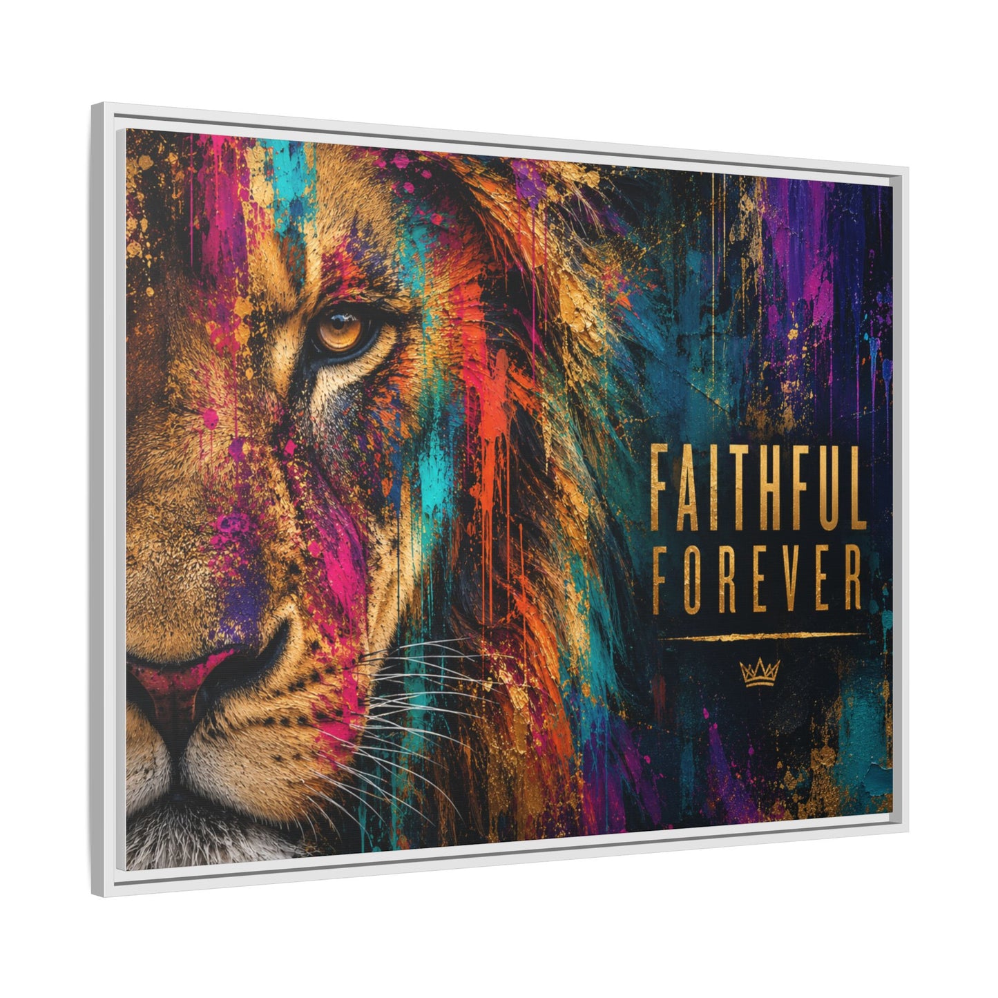Vibrant Lion Faith Wall Art – Faithful Forever – Museum Quality Canvas Print