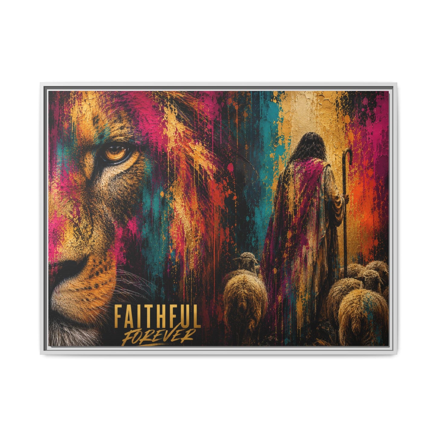 Faith Lion Canvas Portrait – Faithful Forever – Covenant Collection
