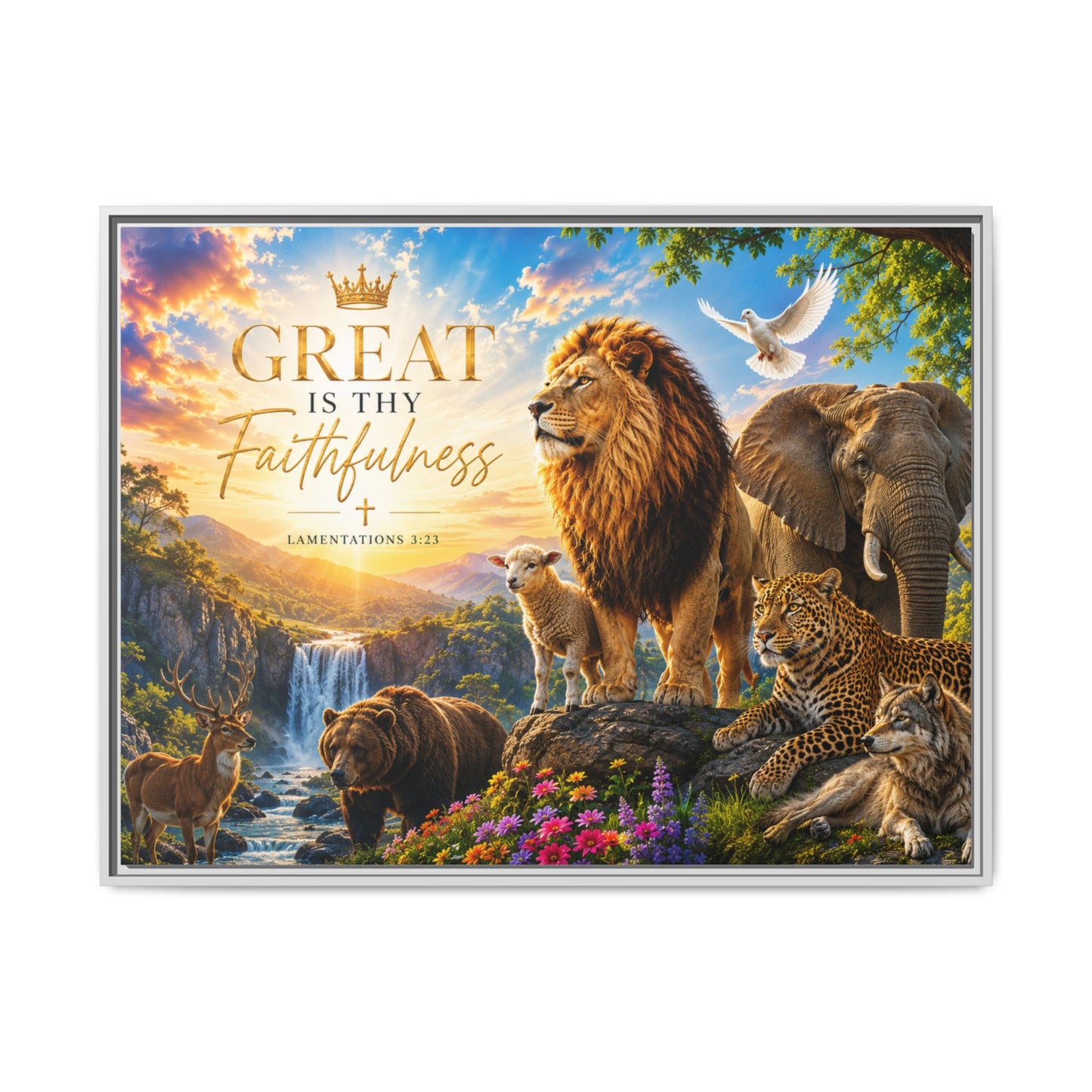 Great Is Thy Faithfulness Wall Art – 40x30 Framed Matte Canvas Portrait
