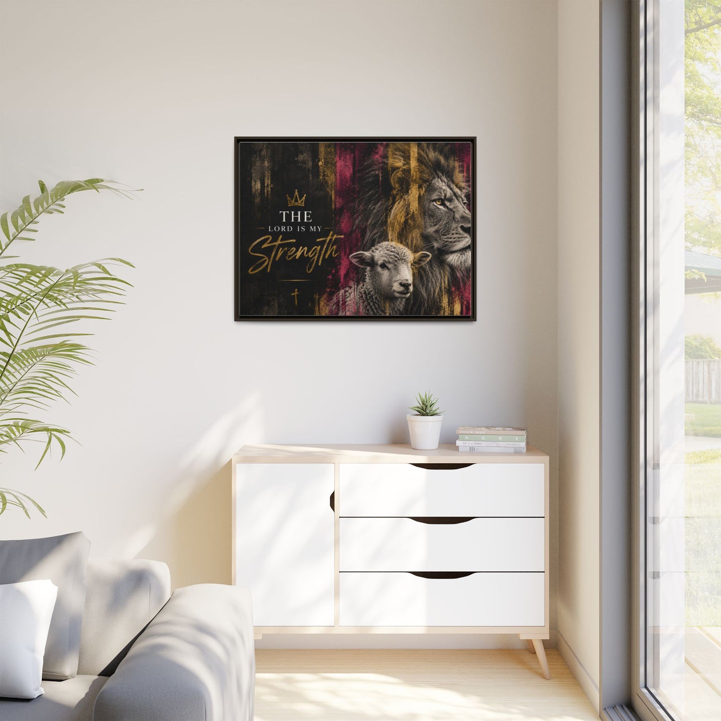 The Lord Is My Strength Wall Art – 40x30 Framed Matte Canvas Portrait