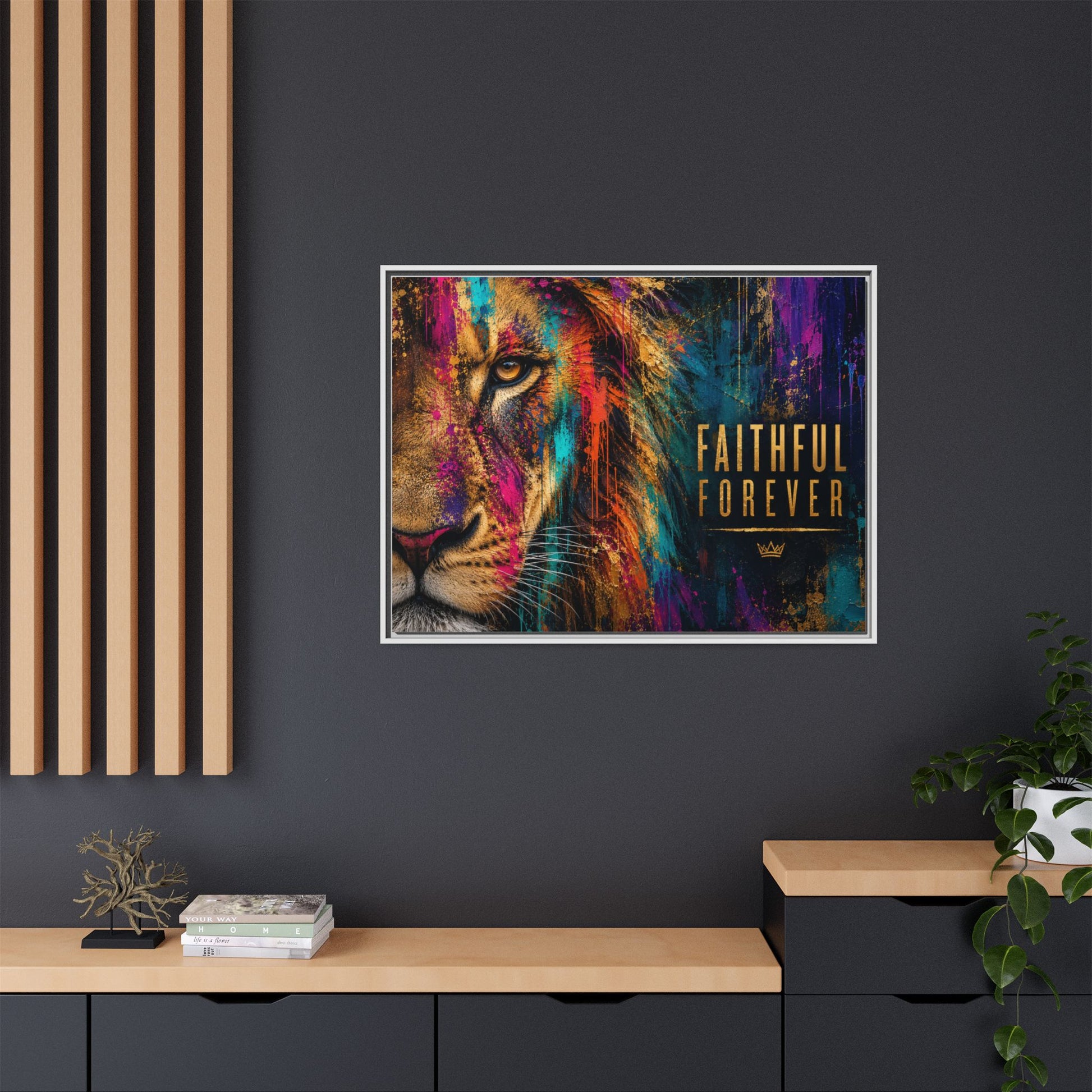 Faithful Forever Colorful – Framed Matte Canvas – Bold Faith Based Wall Art
