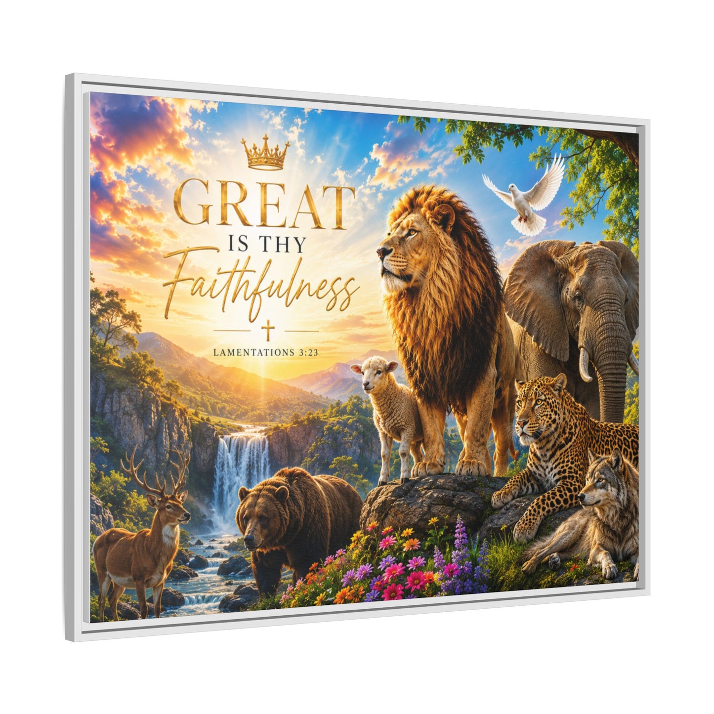 Great Is Thy Faithfulness Wall Art – 40x30 Framed Matte Canvas Portrait