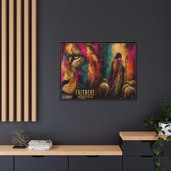 Faithful Forever Wall Art – 40x30 Framed Matte Canvas Portrait – Faith Lion Art
