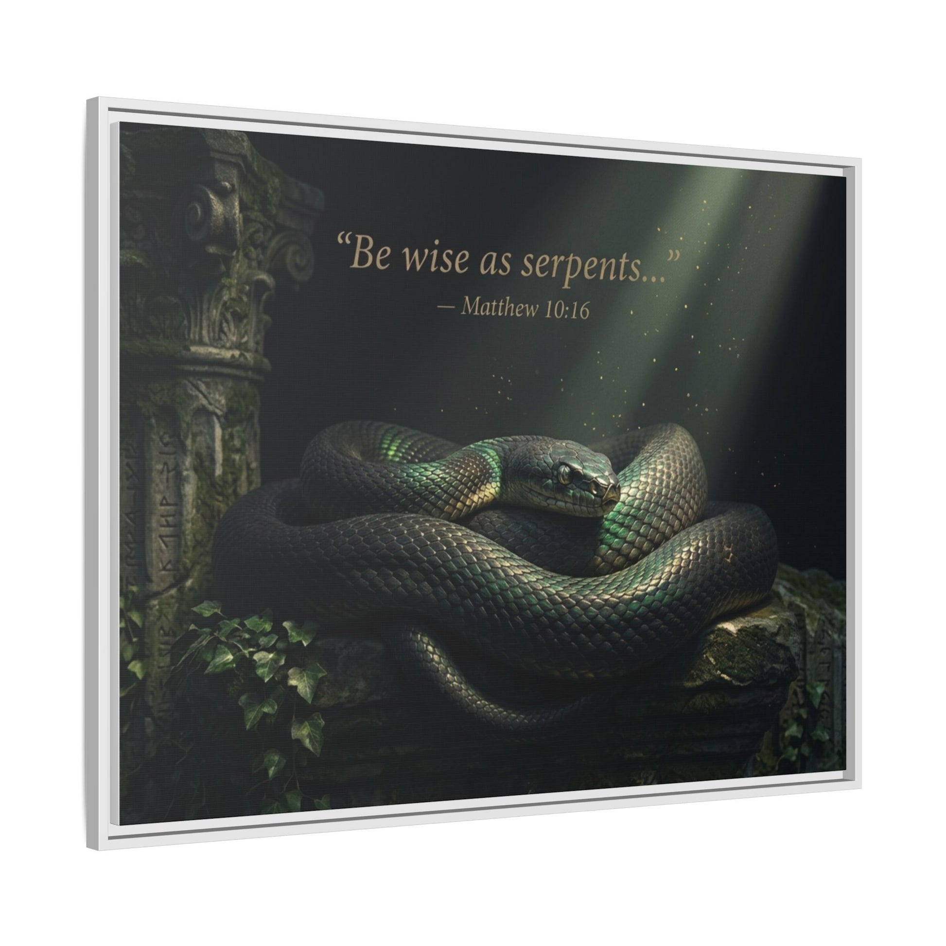 Serpent Wall Art 40x30 framed matte canvas with elegant serpents in rich, detailed colors, perfect for modern and luxury interiors