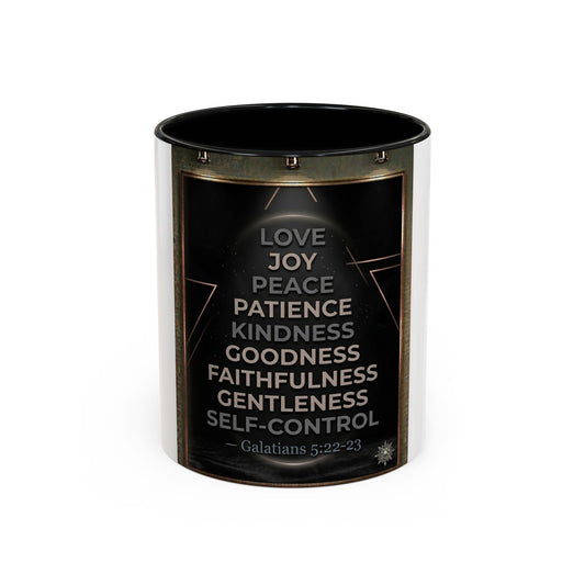 Christian Faith Coffee Mug – Galatians 5:22-23 Fruit of the Spirit Accent Ceramic Mug