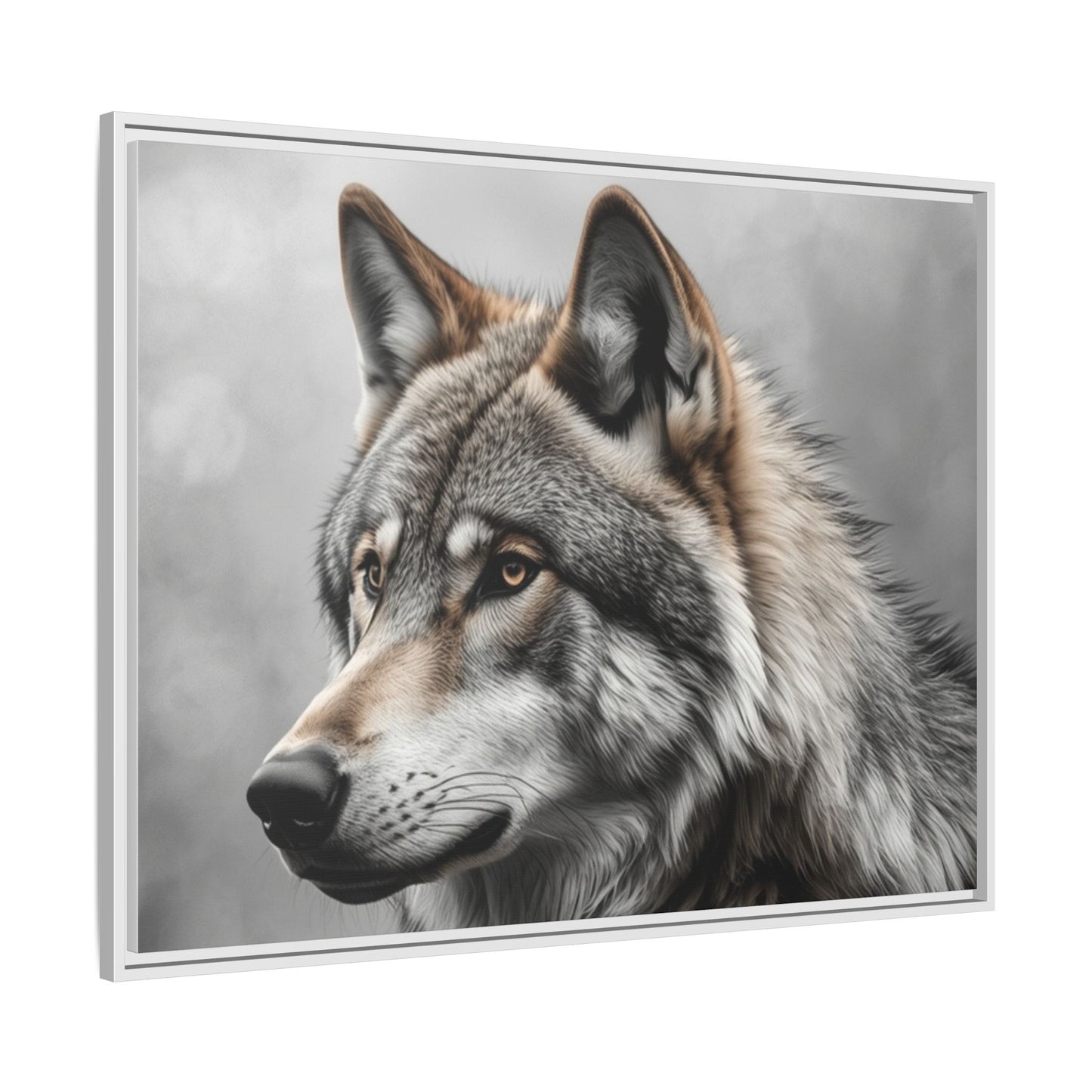 Gray wolf wall art 40x30 framed matte canvas wildlife portrait in black frame6