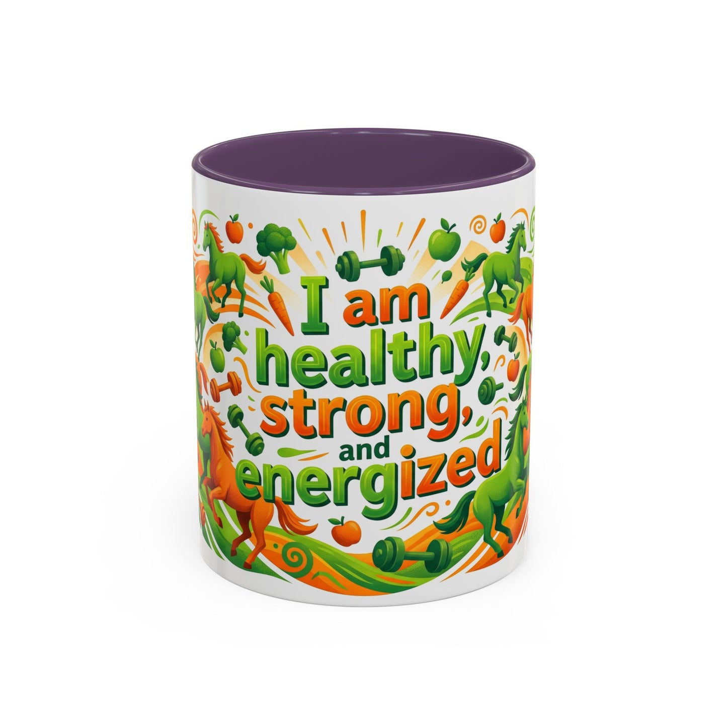 I Am Healthy, Strong and Energized Accent Coffee Mug – 11oz Limited Edition Motivational Wellness Mug