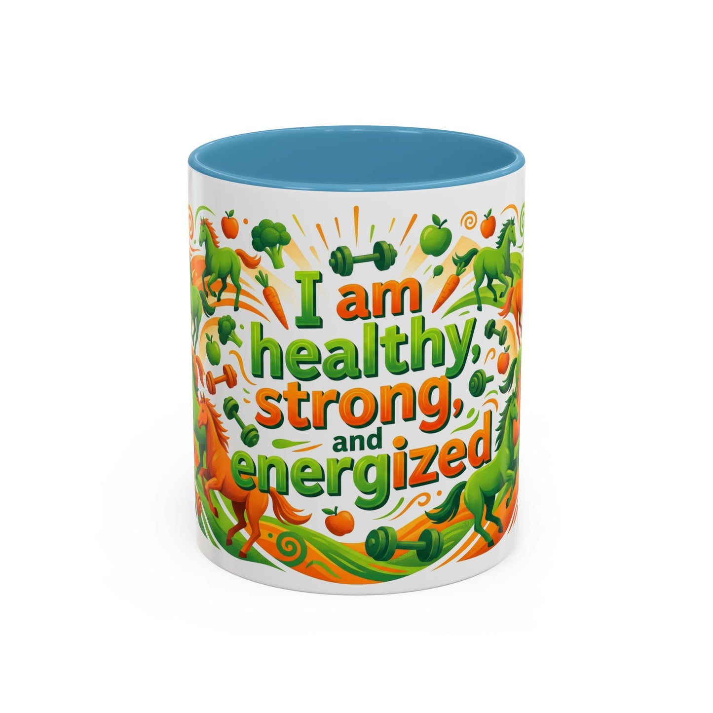 I Am Healthy, Strong and Energized Accent Coffee Mug – 11oz Limited Edition Motivational Wellness Mug