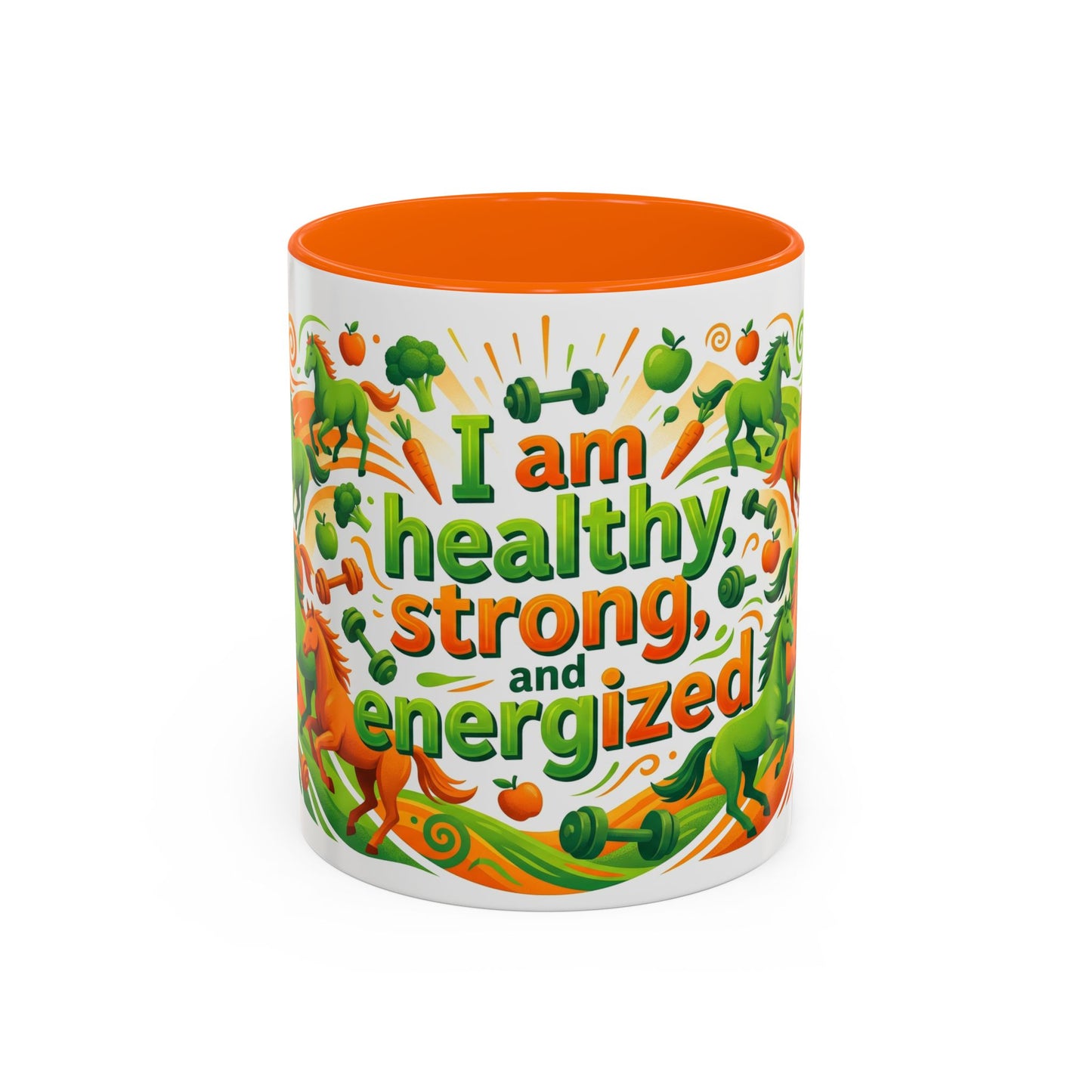 I Am Healthy, Strong and Energized Accent Coffee Mug – 11oz Limited Edition Motivational Wellness Mug