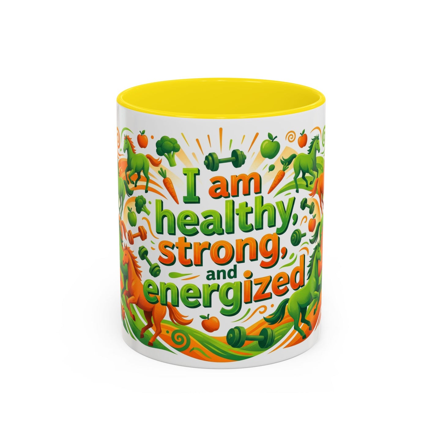 I Am Healthy, Strong and Energized Accent Coffee Mug – 11oz Limited Edition Motivational Wellness Mug