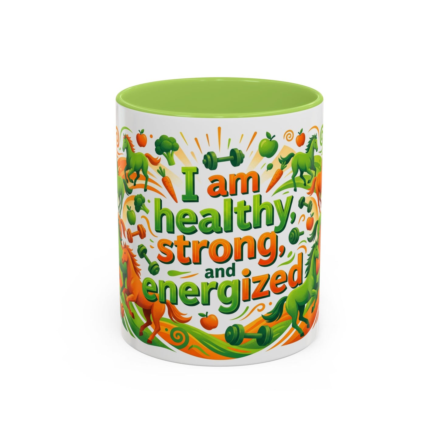 I Am Healthy, Strong and Energized Accent Coffee Mug – 11oz Limited Edition Motivational Wellness Mug