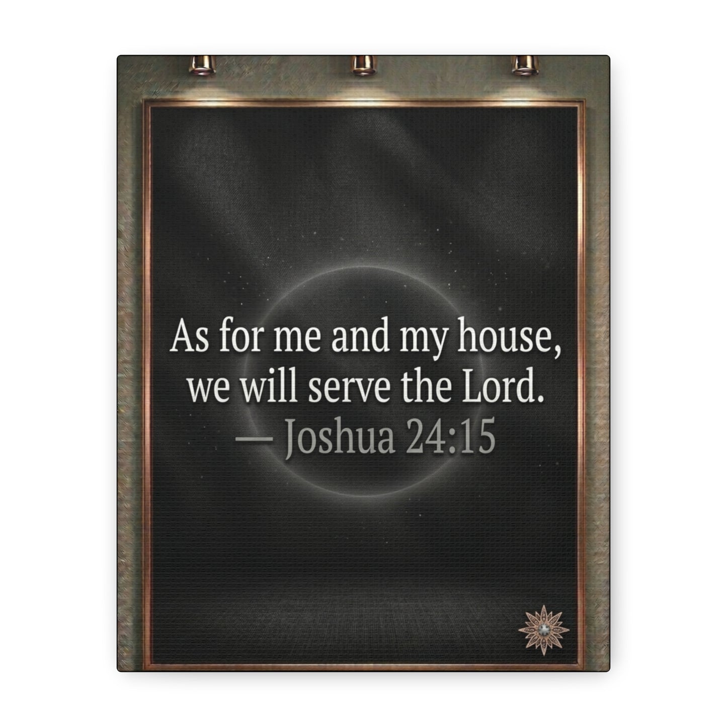 Joshua 24:15 Wall Art – 8x10 Framed Matte Canvas Portrait, White Background with Black Lettering