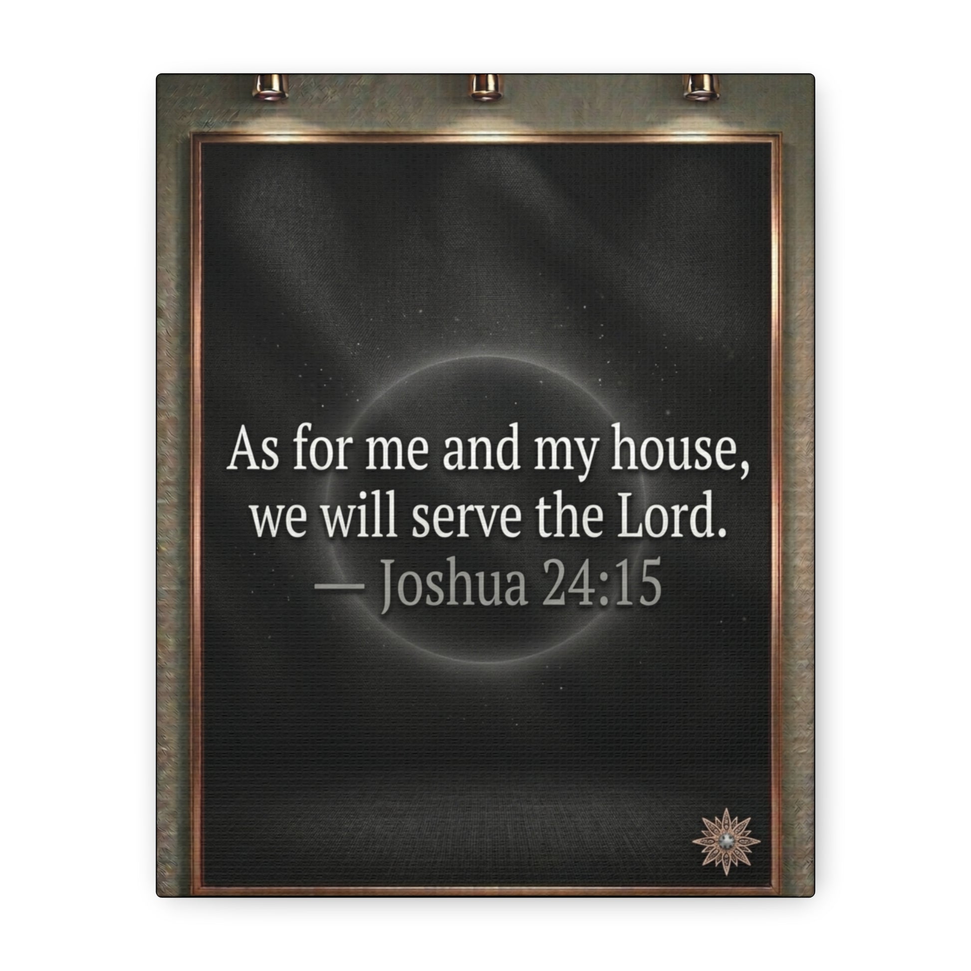 Joshua 24:15 Wall Art – 8x10 Framed Matte Canvas Portrait, White Background with Black Lettering