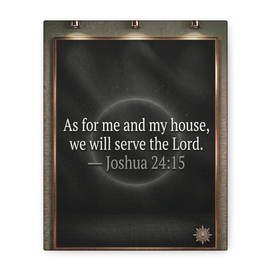 Joshua 24:15 Wall Art – 8x10 Framed Matte Canvas Portrait, White Background with Black Lettering