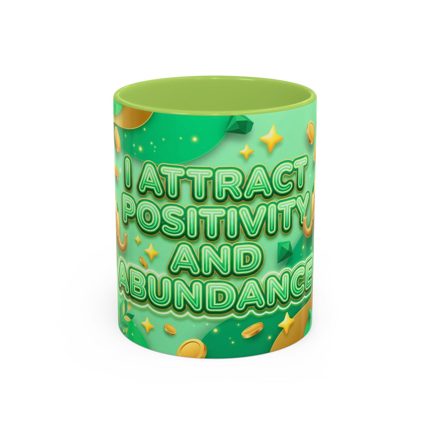 Positive Mindset Coffee Mug – I Attract Positivity and Abundance Accent Ceramic Mug