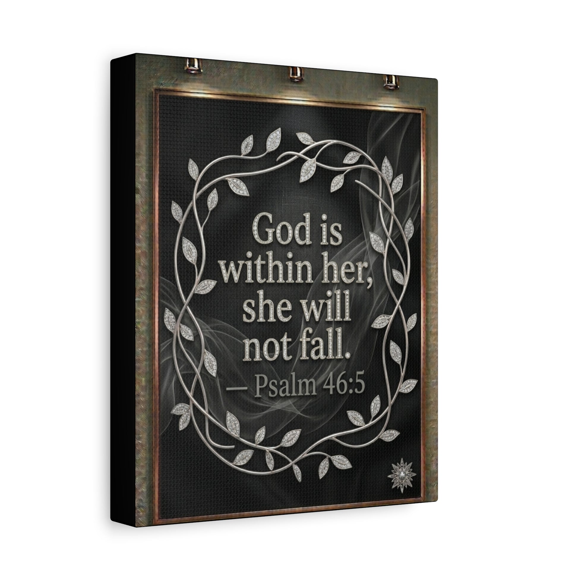 Psalm 46:5 Wall Art – 8x10 Framed Matte Canvas Portrait, Neutral Tones