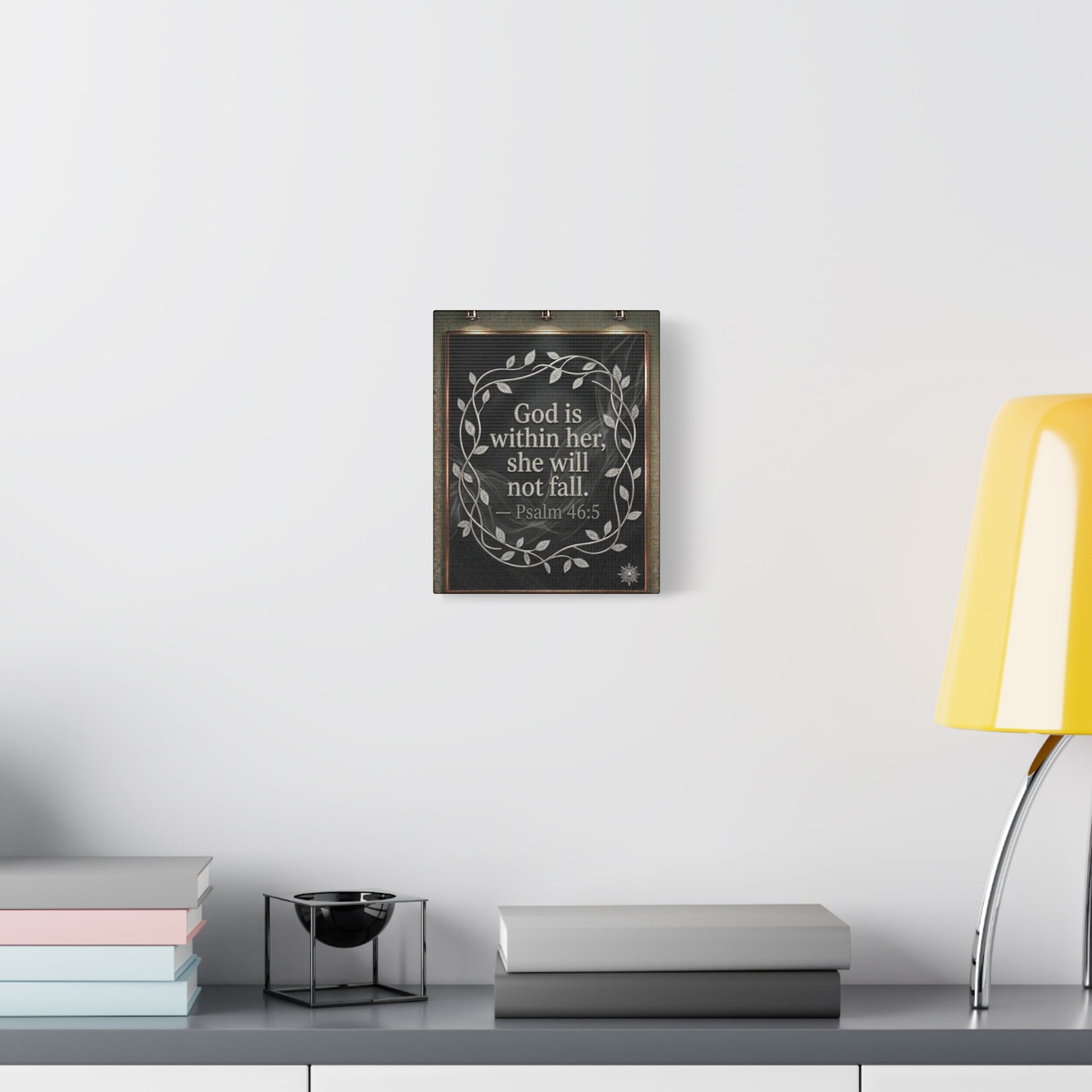 Psalm 46:5 Wall Art – 8x10 Framed Matte Canvas Portrait, Neutral Tones
