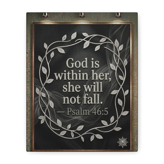 Psalm 46:5 Wall Art – 8x10 Framed Matte Canvas Portrait, Neutral Tones