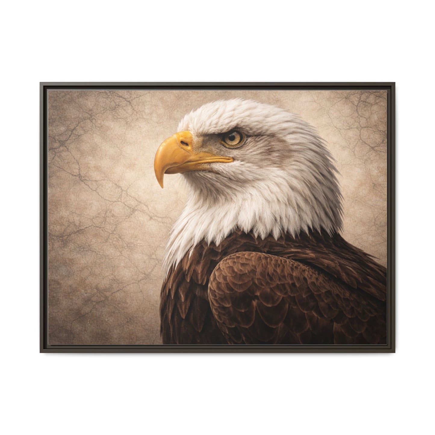 Raven portrait wall art 40x30 framed matte canvas with dark atmospheric background